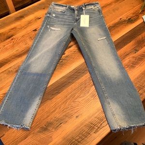 Flying Monkey size 28 jeans with raw edge hem. 27 inch inseam